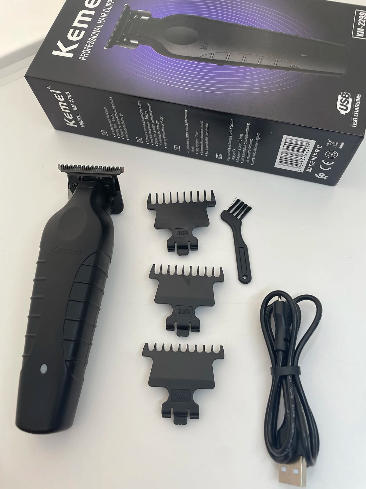 Kemei 2299 barbeiro aparador de cabelo sem fio 0mm zero  detalhe profissional máquina corte acabamento elétrico