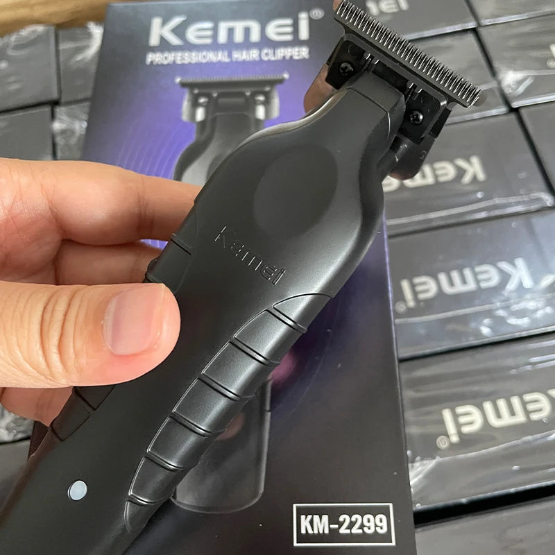 Kemei 2299 barbeiro aparador de cabelo sem fio 0mm zero  detalhe profissional máquina corte acabamento elétrico