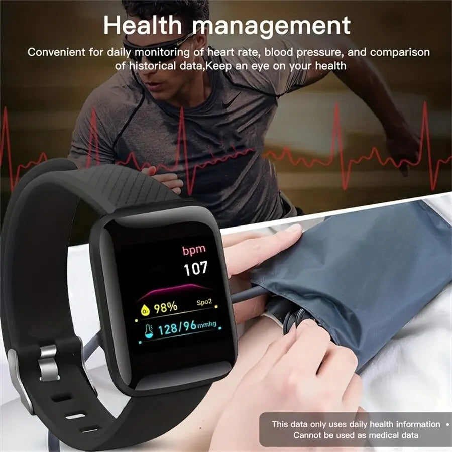 Multifuncional relógio inteligente para homens mulheres crianças mensagem, controle de música, esporte, passo, calorias d13 smartwatch despertador 116plus