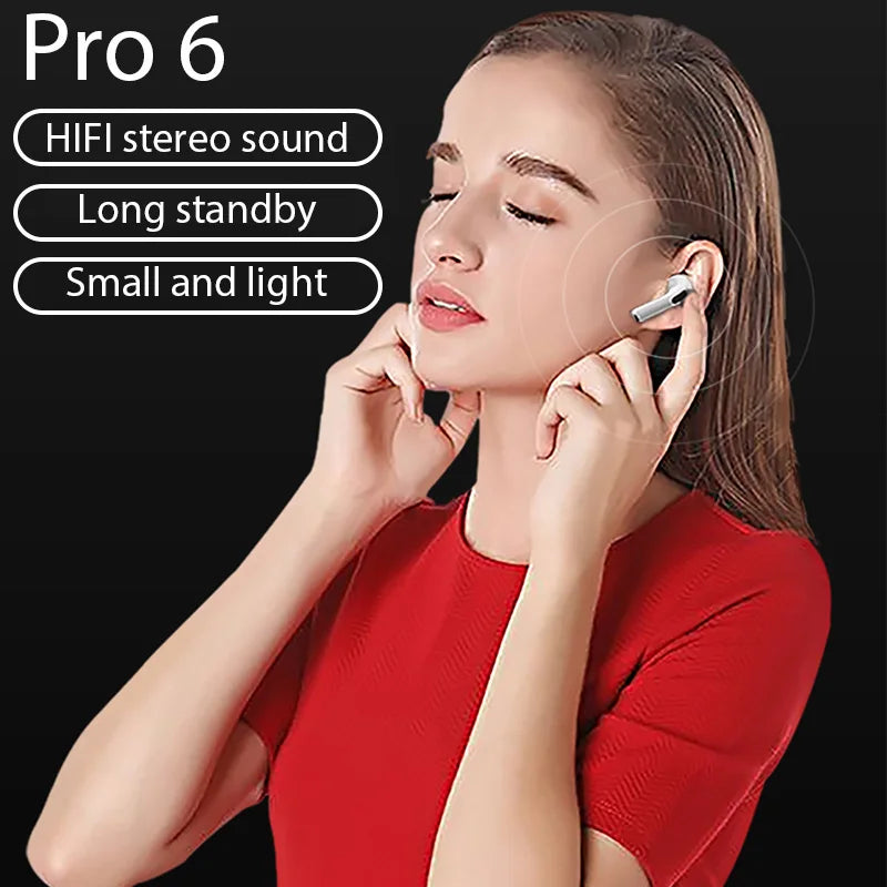 Original ar pro 6 tws sem fio bluetooth fone de ouvido 5.3 mini fone com microfone caixa carregamento para xiaomi iphone fones