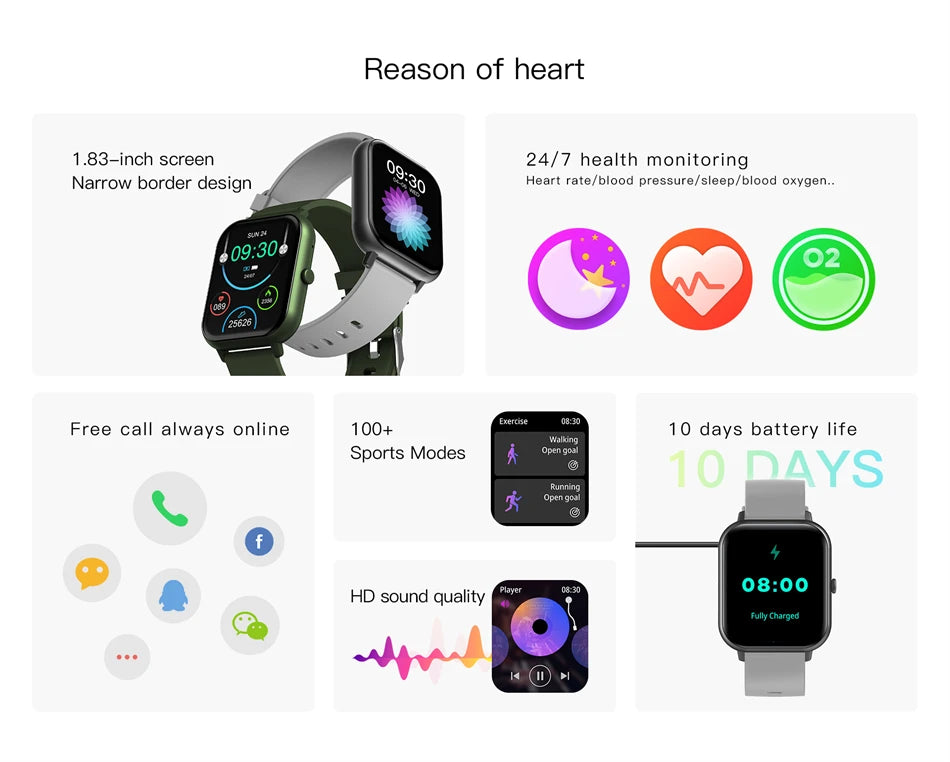 relógio inteligente 2024  mostrador personalizado smartwatch para android ios à prova d água, bluetooth, música, relógios pulseira de toque completo